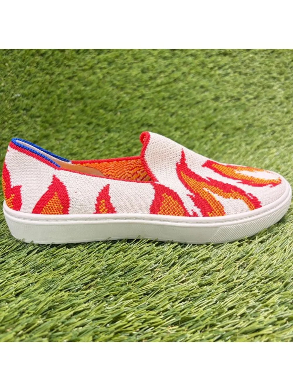 Rothy's The Kids Flame Fire Boys Size 3Y White Red Casual Slip On Flats Shoes